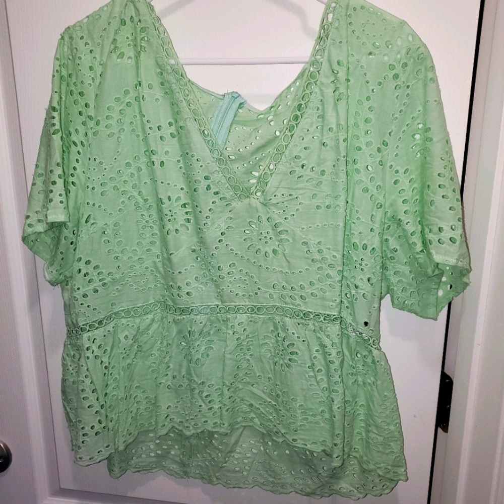 Sheer cutout detail blouse